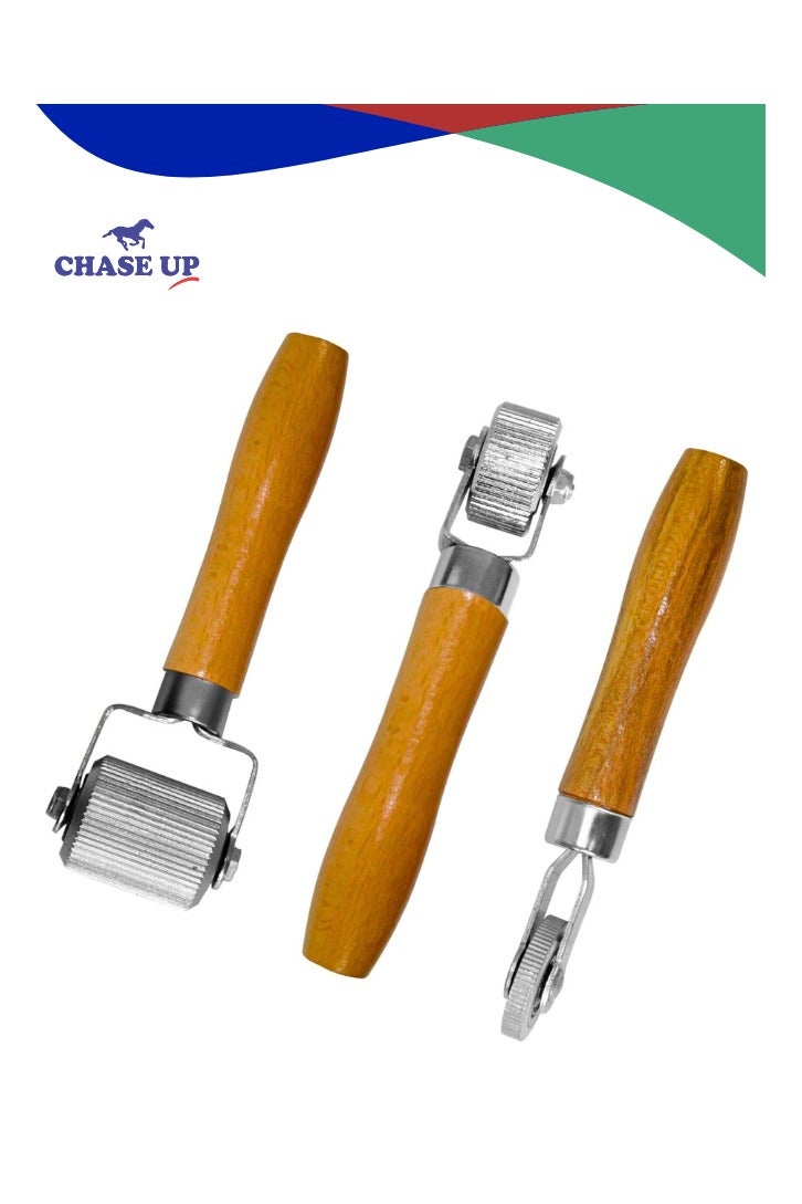 Chase Up Car Sound Deadening Hand Roller Sound Noise Insulation Tool 3PCS For Auto Noise Roller Car Sound Deadener Application Installation Tool Rolling Wheel Interior Accessories Working Area with Wood Handle - Image 1