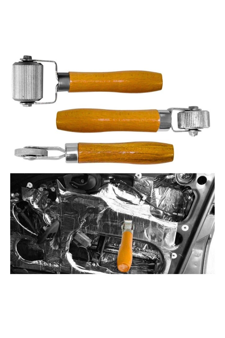 Chase Up Car Sound Deadening Hand Roller Sound Noise Insulation Tool 3PCS For Auto Noise Roller Car Sound Deadener Application Installation Tool Rolling Wheel Interior Accessories Working Area with Wood Handle - Image 2