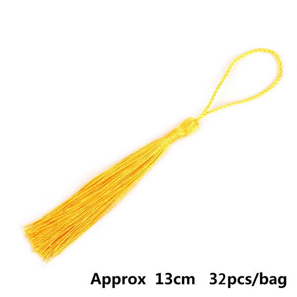 Polyester silk tassel hanging ring small tassel high-grade ice silk tassel pendant earrings accessories diy jewelry accessories Bright golden yellow 32/bag