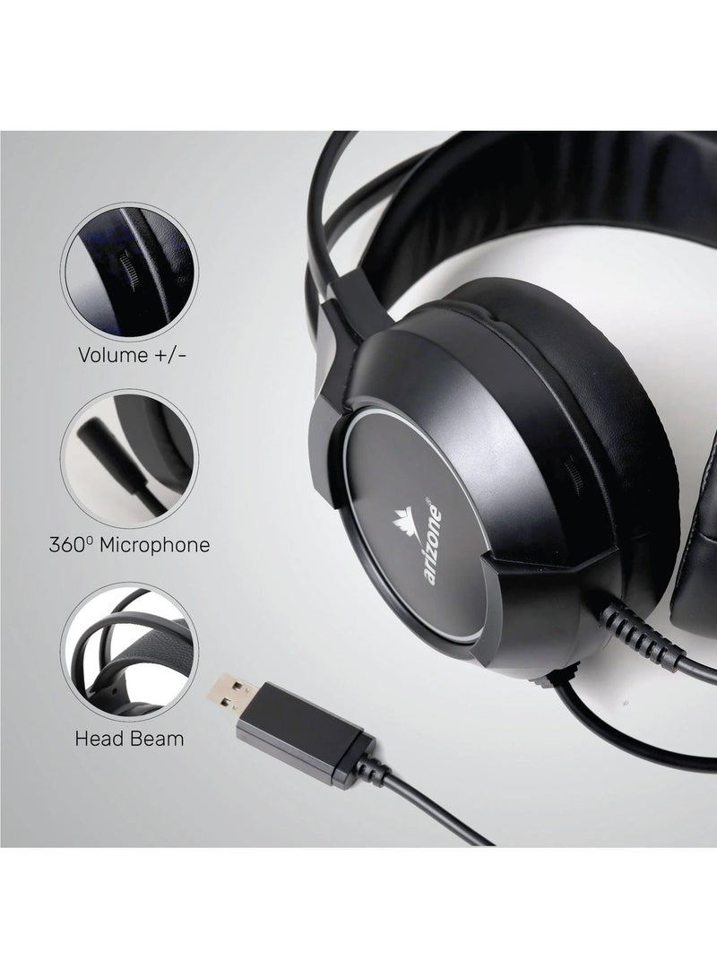 أريزون سماعة ألعاب أريزونا B606 RGB مع ميكروفون - سماعات ألعاب بمحركات 50 مم لأجهزة الكمبيوتر الشخصية و PS4 و Xbox One - Image 2