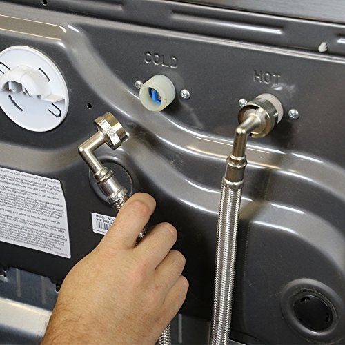 Eastman Washing Machine Connector, Pack of 2, 3/4 Inch FHT Connection, 90 Degree Elbow, 4 Foot Braided Stainless Steel Washing Machine Hoses, 48376 - Image 4