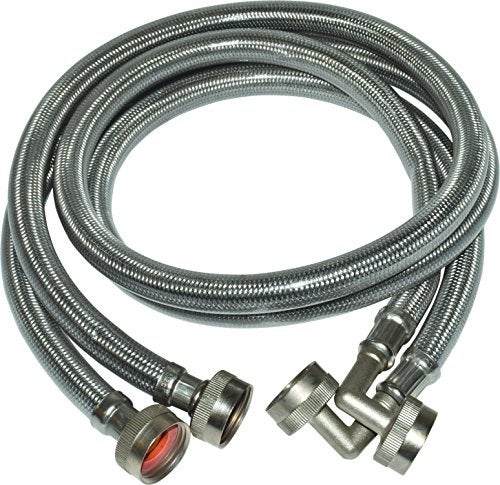 Eastman Washing Machine Connector, Pack of 2, 3/4 Inch FHT Connection, 90 Degree Elbow, 4 Foot Braided Stainless Steel Washing Machine Hoses, 48376 - Image 5