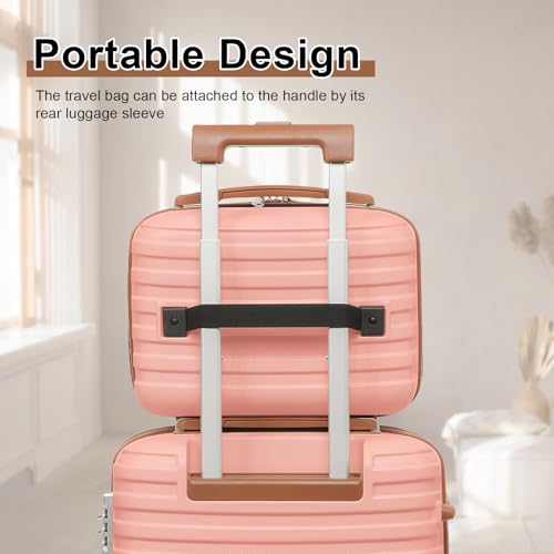 Joyway Carry On Luggage 20 Inch Expandable Suitcase with Spinner Wheel, 4 Piece Hard Shell Luggage Set with TSA Lock(Pink brown) - Image 3