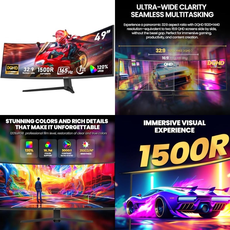 كروا CRUA Curved Gaming Monitor 5k Ultrawide 32 9 49 inch