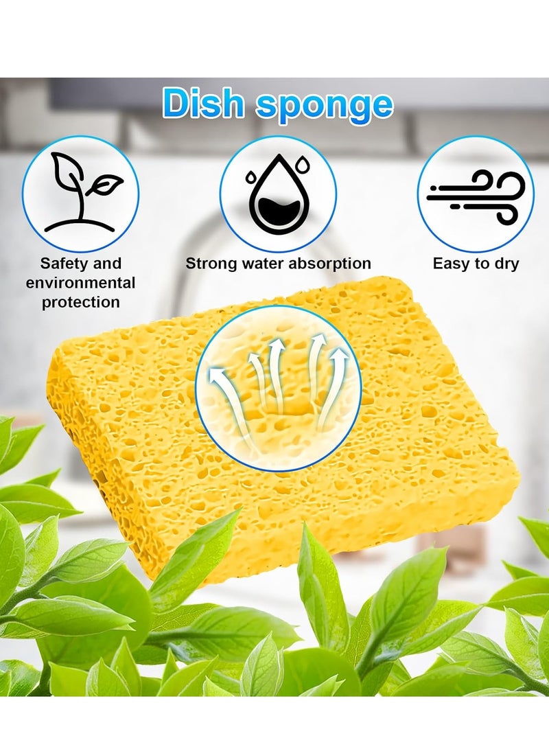 Dishwashing sponge, compressed kitchen cleaning sponge, natural wood pulp cotton, not easy to get oily, 6-pack - Image 3