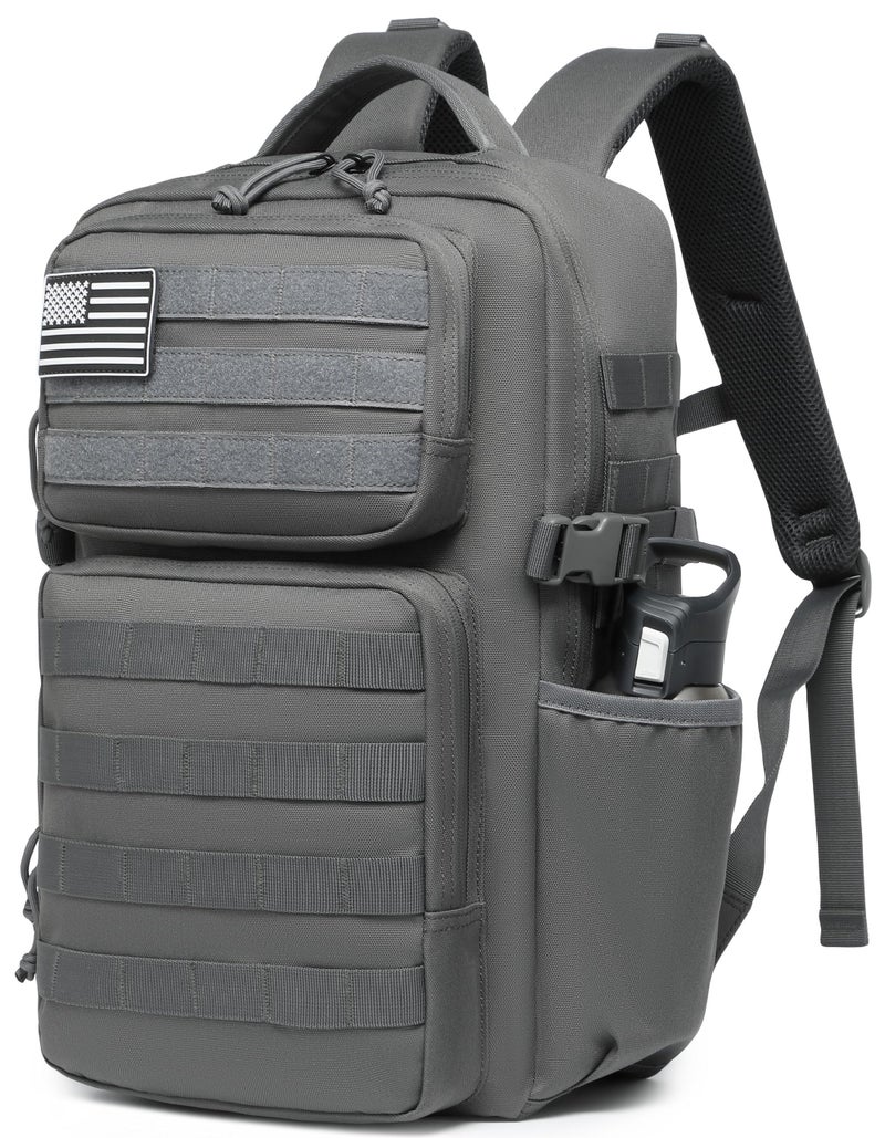 Wotony Military Tactical Backpack for Men Waterproof Daypack 3 Day Assault Pack Molle Bag with Water Bottle Holder (Grey, 30L) - Image 1