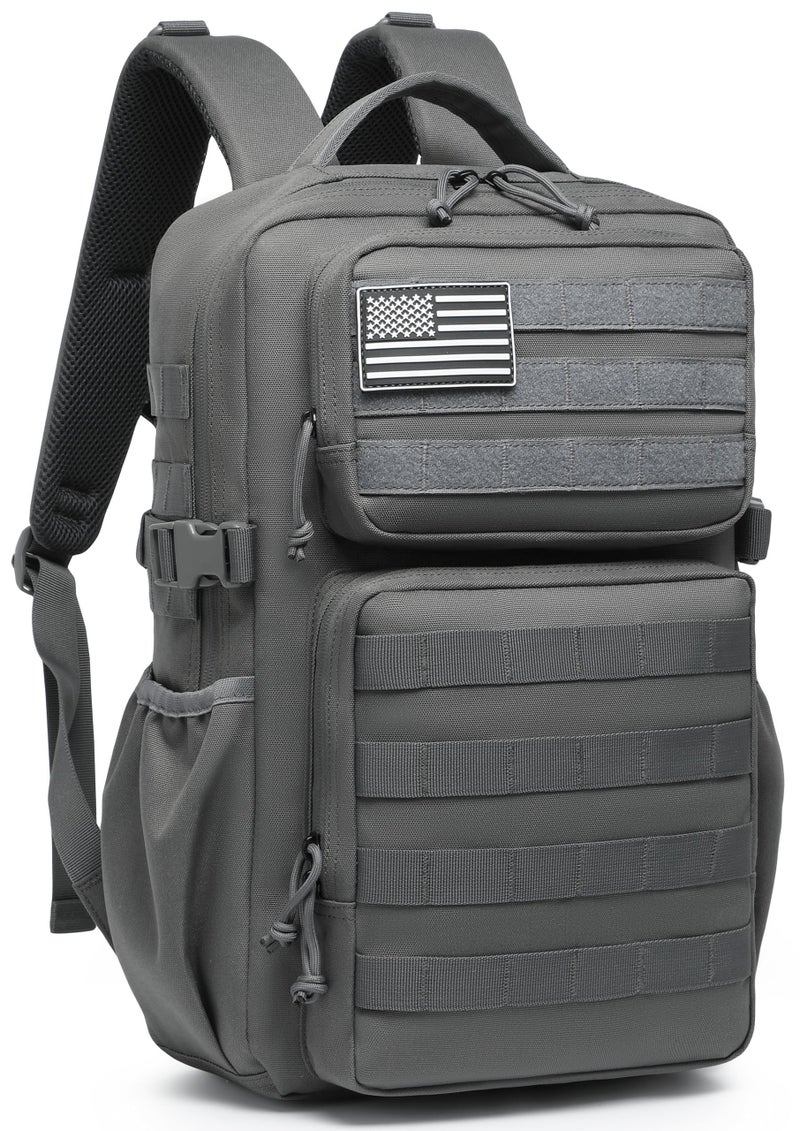 Wotony Military Tactical Backpack for Men Waterproof Daypack 3 Day Assault Pack Molle Bag with Water Bottle Holder (Grey, 30L) - Image 2