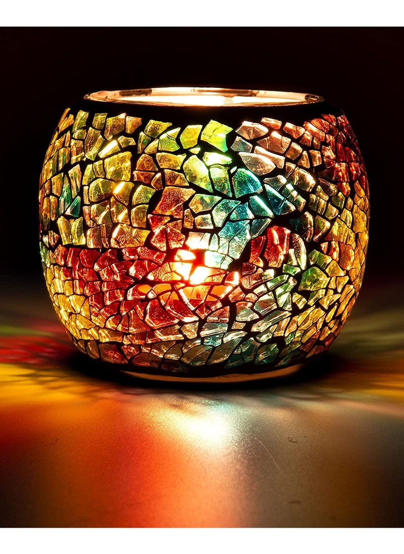 S SYMEFER Mosaic Glass Candle Holder/Tea Light Holder/Vase/Pen Holder, Romantic Handmade Shattered Glass Tea Light Candle Shade/Potted Plants Bowl for Home Decoration Wedding Party-Multi  - Image 1