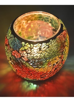 S SYMEFER Mosaic Glass Candle Holder/Tea Light Holder/Vase/Pen Holder, Romantic Handmade Shattered Glass Tea Light Candle Shade/Potted Plants Bowl for Home Decoration Wedding Party-Multi  - Image 2