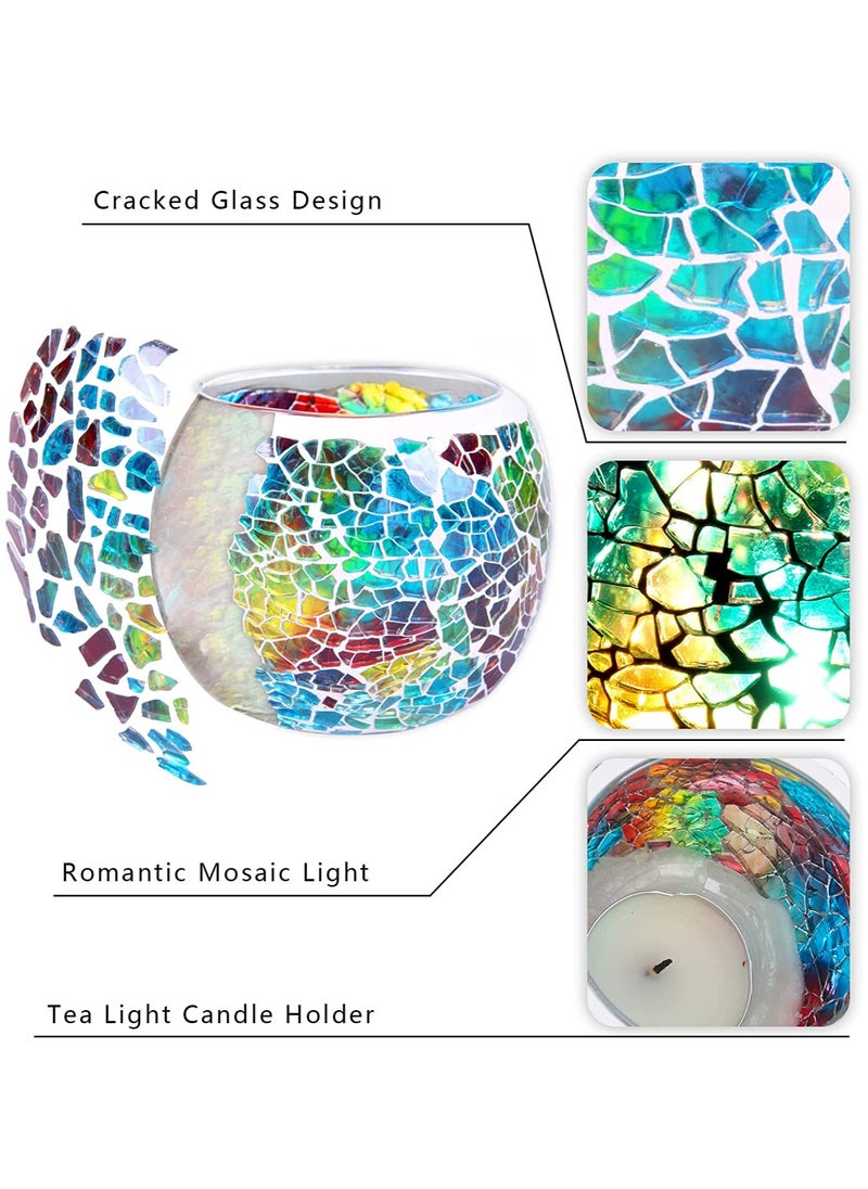 S SYMEFER Mosaic Glass Candle Holder/Tea Light Holder/Vase/Pen Holder, Romantic Handmade Shattered Glass Tea Light Candle Shade/Potted Plants Bowl for Home Decoration Wedding Party-Multi  - Image 3
