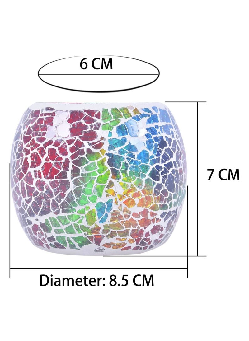 S SYMEFER Mosaic Glass Candle Holder/Tea Light Holder/Vase/Pen Holder, Romantic Handmade Shattered Glass Tea Light Candle Shade/Potted Plants Bowl for Home Decoration Wedding Party-Multi  - Image 5