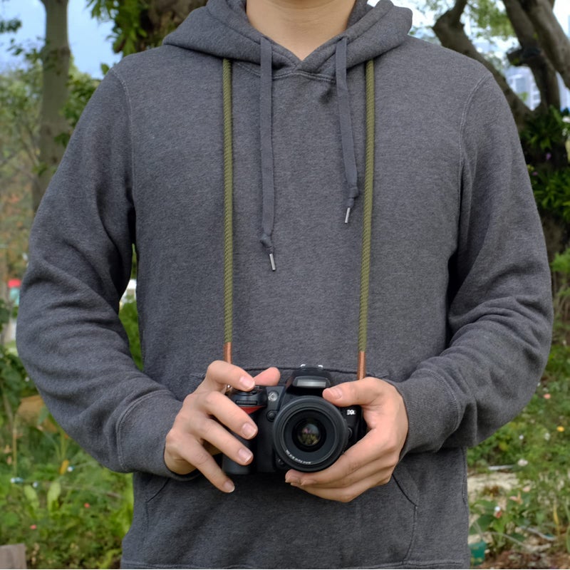VKO حزام كاميرا VKO، حزام رقبة كاميرا من حبل ناعم، حزام كتف لكاميرا DSLR SLR بدون مرآة مع واجهة ثقب دائري 100 سم أخضر - Image 2