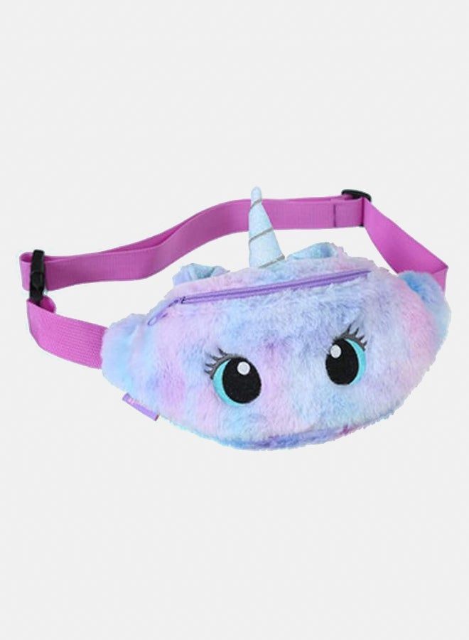 Fashionable waist bag  Girls Fanny Pack Unicorn Waist Bag for Kids,Cute Plush Belt Bag Small Bum Bag with Adjustable Belt for Children Sport Running Camping Trip (Unicorn Fanny Pack for Big Eye Purple), Purple, Small  - Image 1