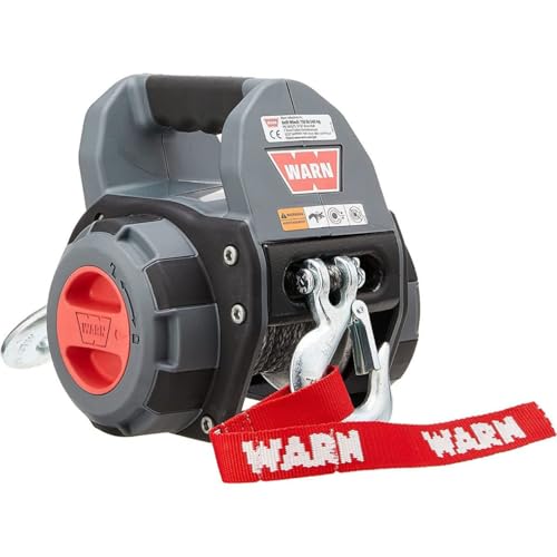 WARN ونش حفر محمول WARN 101575 مع حبل صناعي بطول 40 قدم: سعة سحب 750 رطل، رمادي - Image 1