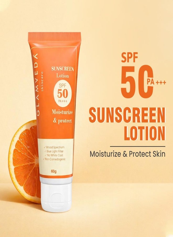 Glamveda Hybrid Sunscreen Lotion SPF 50 PA+++ | 60g | Transparent & Ultra-lightweight Sunscreen | Non-Greasy, Quick-Absorbing | Zero White Cast, All Skin Types | for Men & Women - Image 1