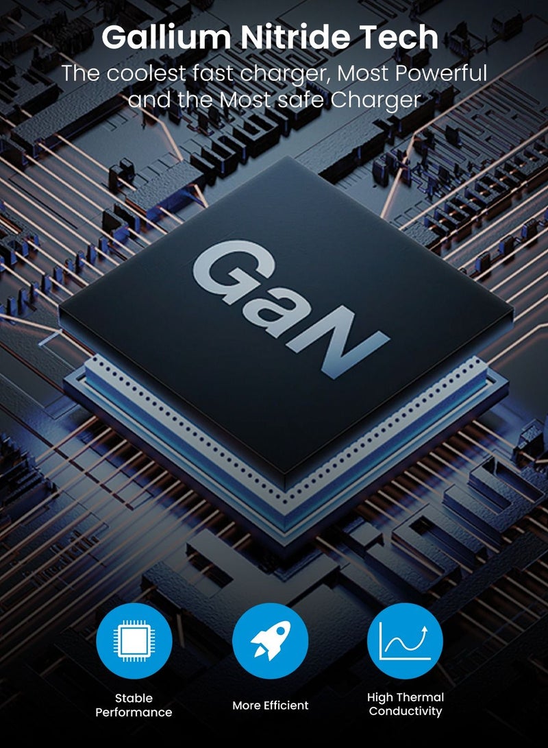 Remson شاحن Remson 130 وات 4 منافذ GaN محول طاقة USB-C جداري سريع الشحن PD 3.0 مع منفذ USB-A متوافق مع iPhone 13/13 Mini/13 Pro/13 Pro Max/SE/11/XR/XS، Samsung S22+/S22، MacBook Pro/Air، iPad وأجهزة الكمبيوتر المحمولة - Image 2