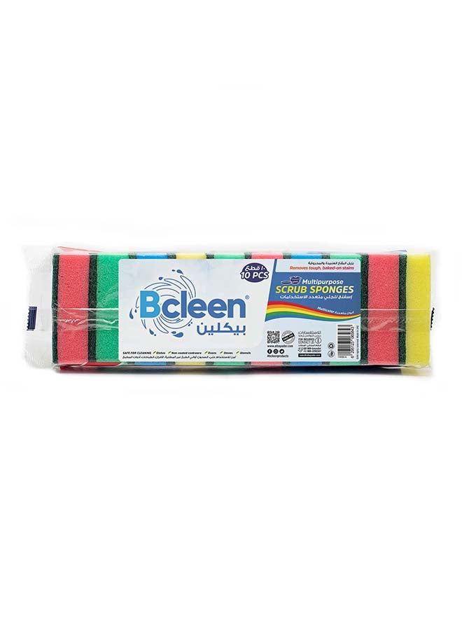 Bcleen Anti Microbial Sponge Scrubber for Kitchen and Bathroom Multicolor 32 x 9 x 6 cm; 0.67 g -10 Pieces