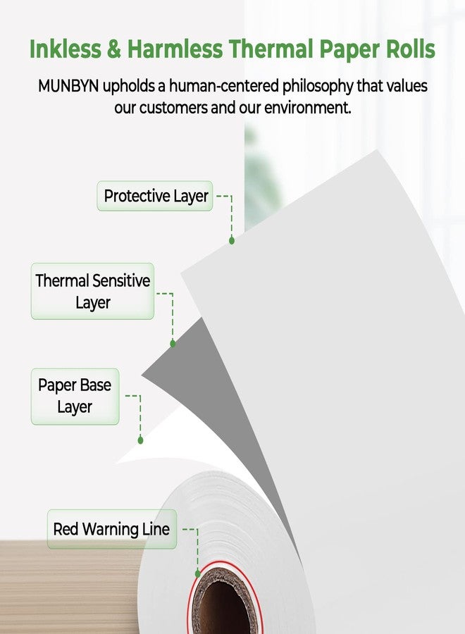 MUNBYN 2 1/4" inch x 50'ft Thermal Paper (50 Rolls), BPA Free Receipt Paper, 58mm Thermal Receipt Papers Fits All 58mm Thermal POS Printer, Square Terminal Credit Card Machines printers clearly - Image 5