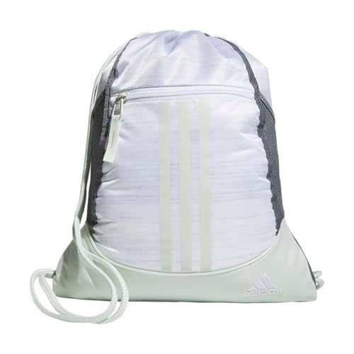 adidas Alliance Sackpack – Drawstring Backpack Small Bag for Men and Women, Two Tone White-Clear Onix/Linen Green, One Size - Image 1