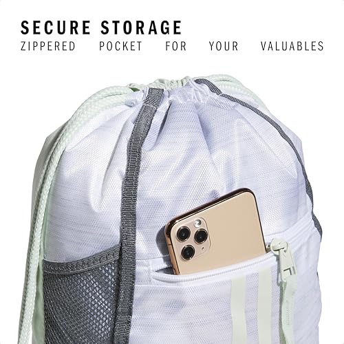 adidas Alliance Sackpack – Drawstring Backpack Small Bag for Men and Women, Two Tone White-Clear Onix/Linen Green, One Size - Image 3