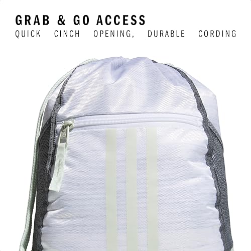 adidas Alliance Sackpack – Drawstring Backpack Small Bag for Men and Women, Two Tone White-Clear Onix/Linen Green, One Size - Image 2