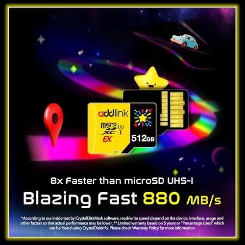 addlink 512GB Gaming microSD Express Card for Nintendo-Switch 2, Speed Up to R/W 880/750 MB/s MicroSDXC Express Memory, ROG Ally, Steam Deck, Camera UHS-I, C10, U3, V30, Full HD 4K - Image 5