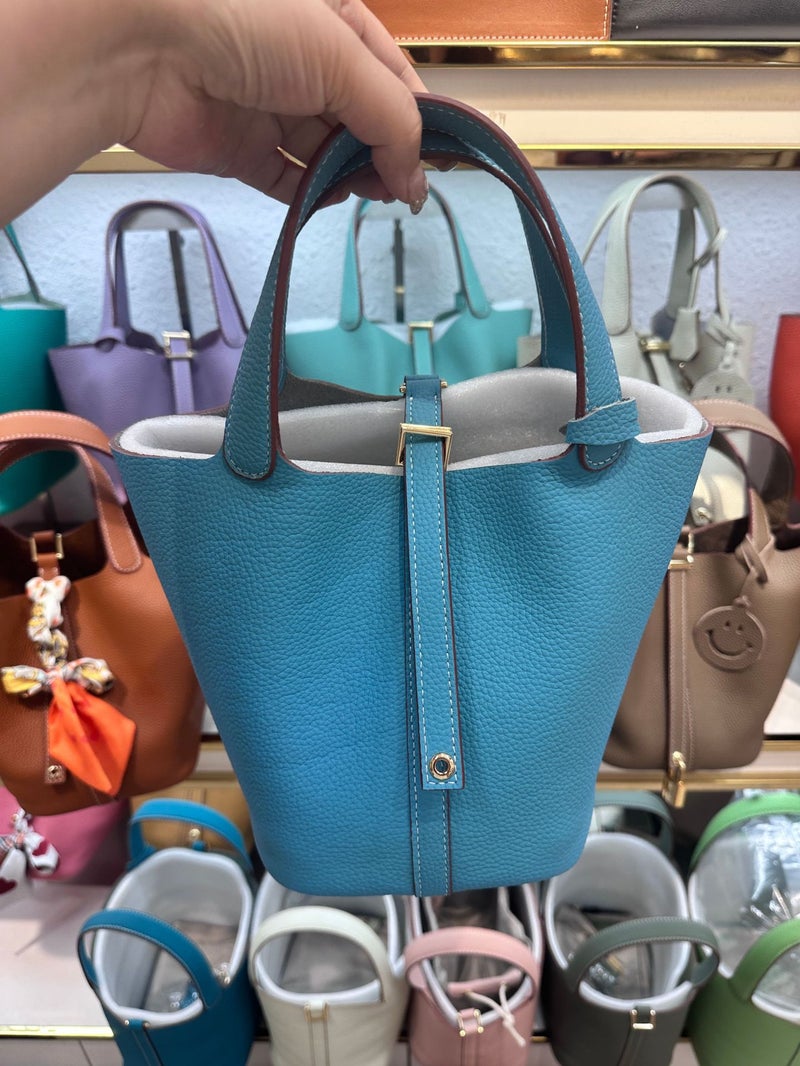 Bag Bucket Bag Food Basket Women'S Bag Genuine Leather Handbag Mummy Bag Bridal Wedding Bag High-End Sense - Image 1