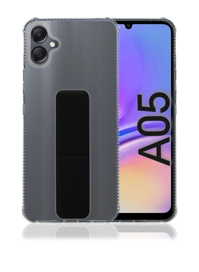 ARMOR Case Cover For Samsung Galaxy A05 With Magnetic Hand Grip 3 in 1 Clear / Black  - Image 1