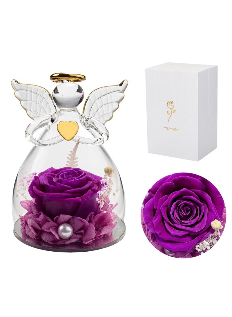 GRKC Glass Decorative Ornament with Artificial Flower Elegant Gift for Mother's Day, Special Occasions and Anniversary