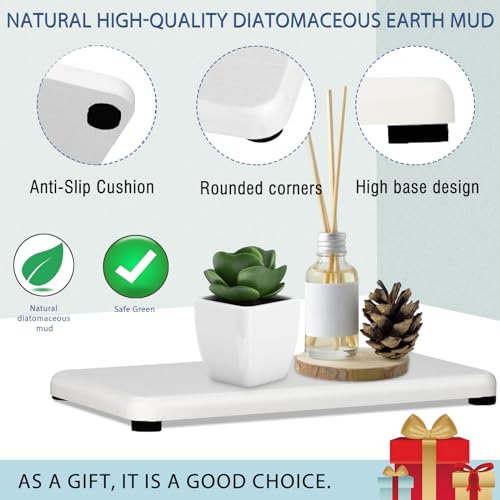Lyxel 6PCS Fast Drying Diatomite Bathroom Tray, Water Absorbent Diatomite Coasters, Soap Dish Holders Toothbrush Holders for Bathroom Counter, Water Absorbing Stone Sink Organizer for Bathroom and Kitchen - Image 3