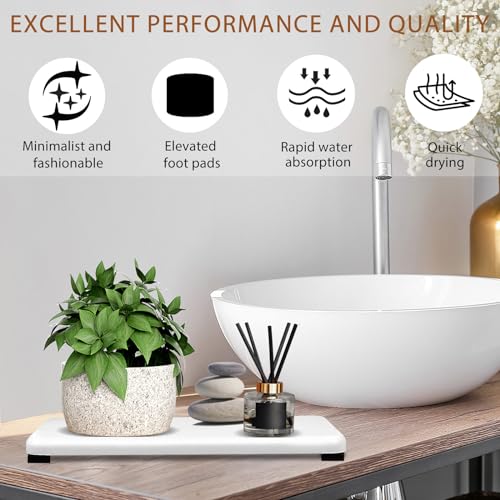 Lyxel 6PCS Fast Drying Diatomite Bathroom Tray, Water Absorbent Diatomite Coasters, Soap Dish Holders Toothbrush Holders for Bathroom Counter, Water Absorbing Stone Sink Organizer for Bathroom and Kitchen - Image 4