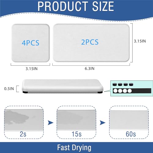 Lyxel 6PCS Fast Drying Diatomite Bathroom Tray, Water Absorbent Diatomite Coasters, Soap Dish Holders Toothbrush Holders for Bathroom Counter, Water Absorbing Stone Sink Organizer for Bathroom and Kitchen - Image 5