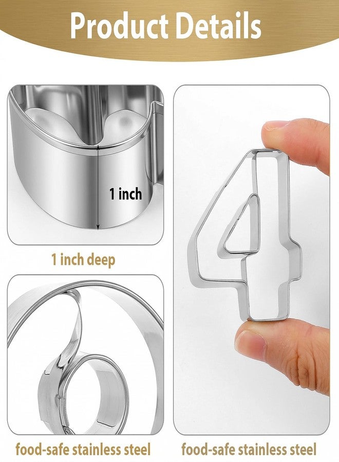 Grevosea 9 Pcs 2 In Number Cookie Cutters, Stainless Steel 0-8 (6 Reverses to 9) Birthday Numbers Cookie Cutter Set Fondant Dough Kitchen Baking Tool for Wedding Family Gathering Christmas Party - Image 3