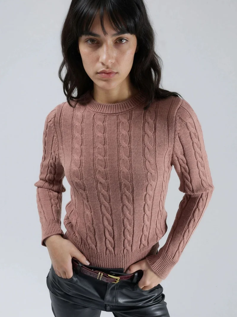MY FASHION Fitted Cable Knit Sweater