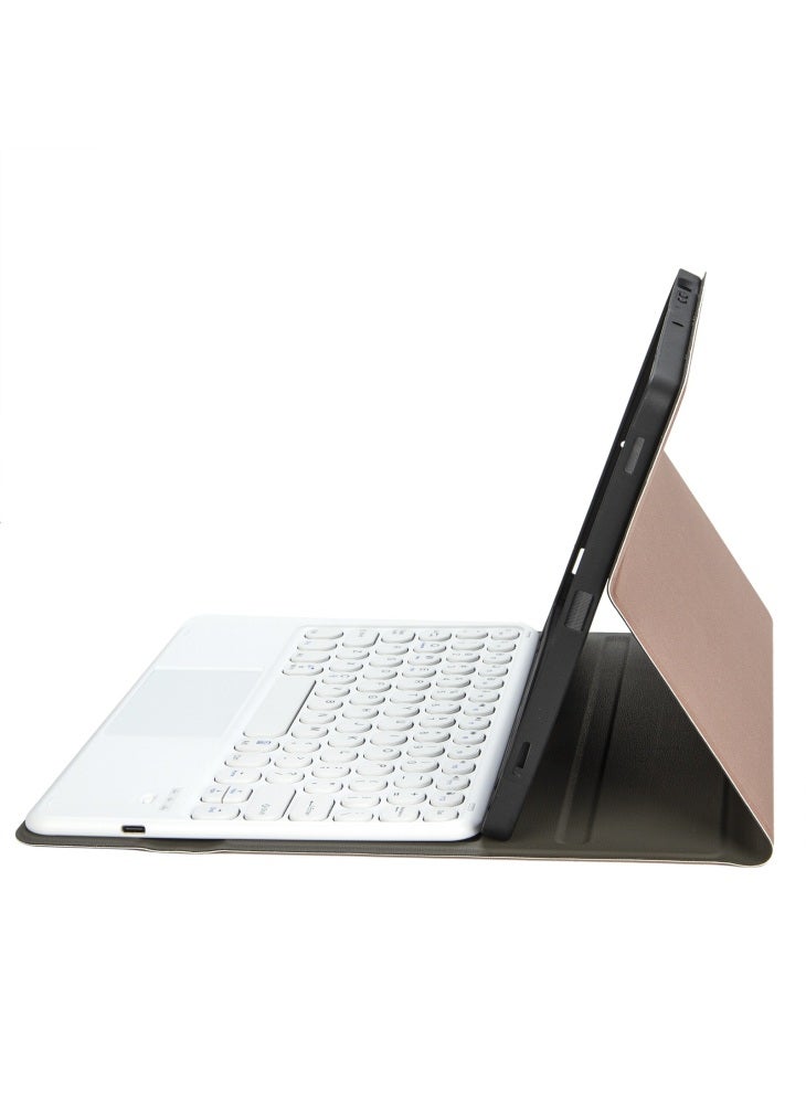 غطاء حماية YA10B-A لجهاز iPad (2025)/10.9 (2022) مصنوع من الجلد والبولي يوريثان الحراري مع حامل قلم لوحي ولوحة مفاتيح متوافقة مع البلوتوث - ذهبي وردي - Image 4