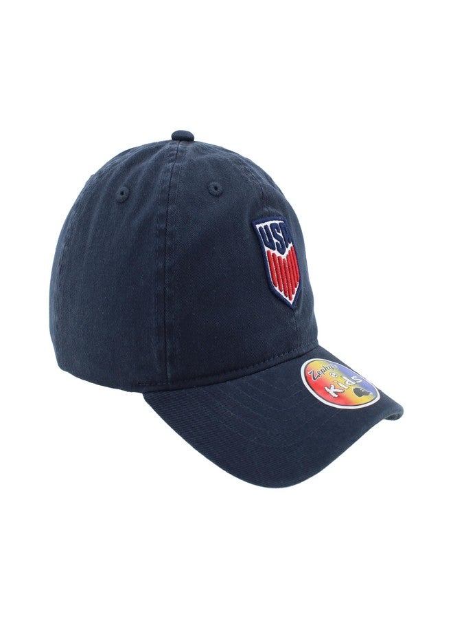 ZHATS U.S. Soccer Officially Licensed USMNT Youth Adjustable Hat Crest, Navy - Image 2