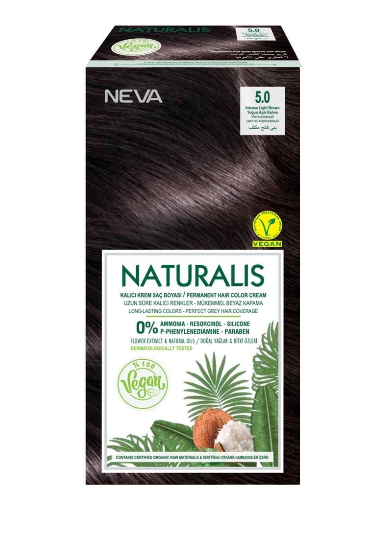 NEVA Naturalis Permanent Hair Color, Vegan,100% Gray Coverage, Organic, No Harmful Chemicals, Ammonia Free, Long-Lasting - INTENSE LIGHT BROWN - 5.0 - Image 3