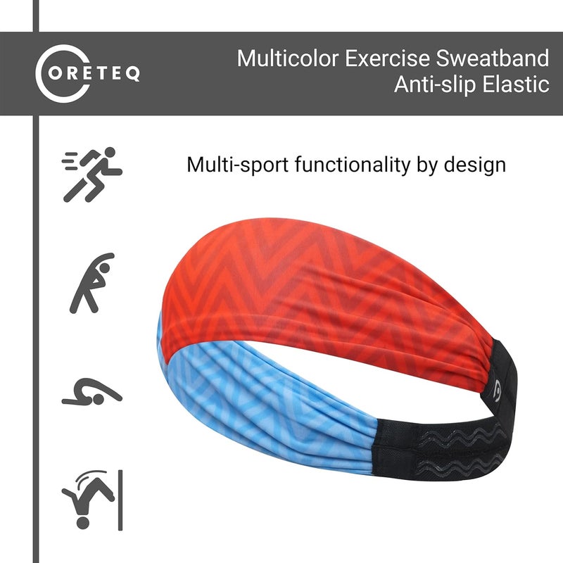 Coreteq Printed Multifunction Sports Sweatband Headband with Silicon Elastic Band Anti-Slip Men and Women (Half N Half) Free Size - Image 2