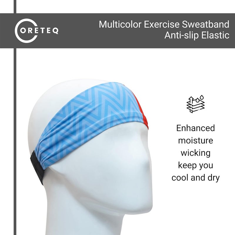 Coreteq Printed Multifunction Sports Sweatband Headband with Silicon Elastic Band Anti-Slip Men and Women (Half N Half) Free Size - Image 3