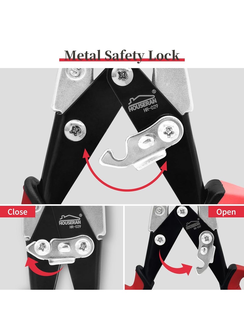 HOUSERAN HOUSERAN Aviation Snips 10 Inch Tin Snips Straight Cut Heavy Duty Sheet Metal Cutter with Safety Lock and Nonslip Handle CRV Steel Sharp Teeth Metal Shears Scissors for Cutting Metal Sheet  - Image 3