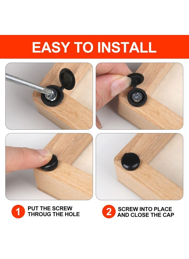 HNYYZL HNYYZL Plastic Hinged Screw Covers Caps, Screw Caps 150 PCS Black, Folding Screw Cover Cap, Snap Washer Covers Flip Tops for Covering Screw Heads, Screw Protection (M)  - Image 5