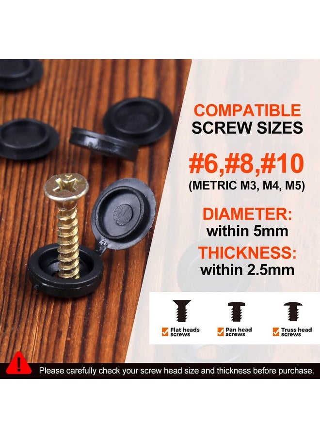 HNYYZL HNYYZL Plastic Hinged Screw Covers Caps, Screw Caps 150 PCS Black, Folding Screw Cover Cap, Snap Washer Covers Flip Tops for Covering Screw Heads, Screw Protection (M)  - Image 4