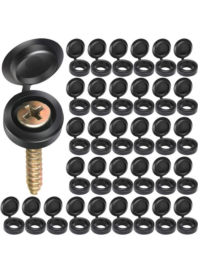 HNYYZL HNYYZL Plastic Hinged Screw Covers Caps, Screw Caps 150 PCS Black, Folding Screw Cover Cap, Snap Washer Covers Flip Tops for Covering Screw Heads, Screw Protection (M)  - Image 1