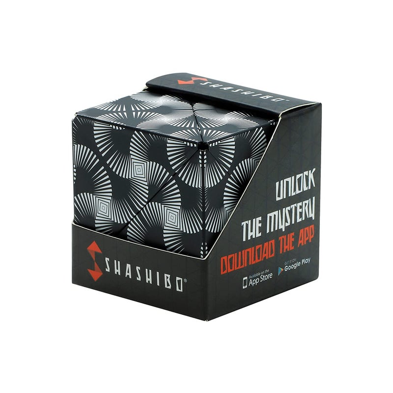 SHASHIBO Shape Shifting Box - Award-Winning, Patented Fidget Cube w/ 36 Rare Earth Magnets - Transforms Into Over 70 Shapes, Download Fun in Motion Toys Mobile App (Original Series - Black & White) - Image 1