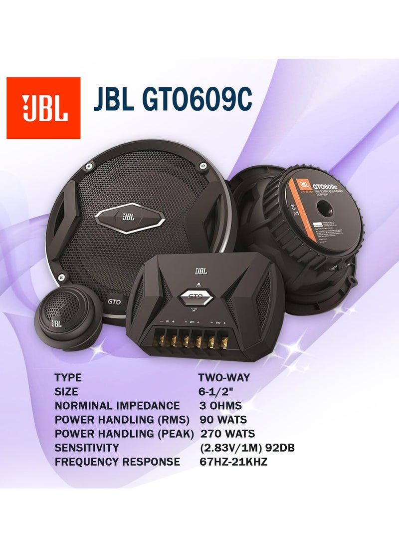 JBL GTO609C 270 Watts 6-1/2" Premium Car Audio Component Stereo Speaker System with Patented Plus One Woofer-Cone Technology Plus Alphasonik (6-1/2" Component Speaker) - pzsku/Z977CEF316DFA7683200EZ/45/_/1725538626/bbcc231f-bb9b-49d3-a121-ef936489f01e