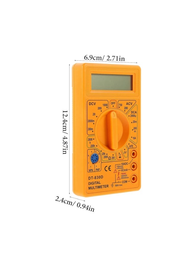 جهاز قياس رقمي صغير DT-830D مزود بجرس – لقياس الجهد والتيار والمقاومة – شاشة LCD واضحة مع اختبار الدايود والترانزستور - Image 2