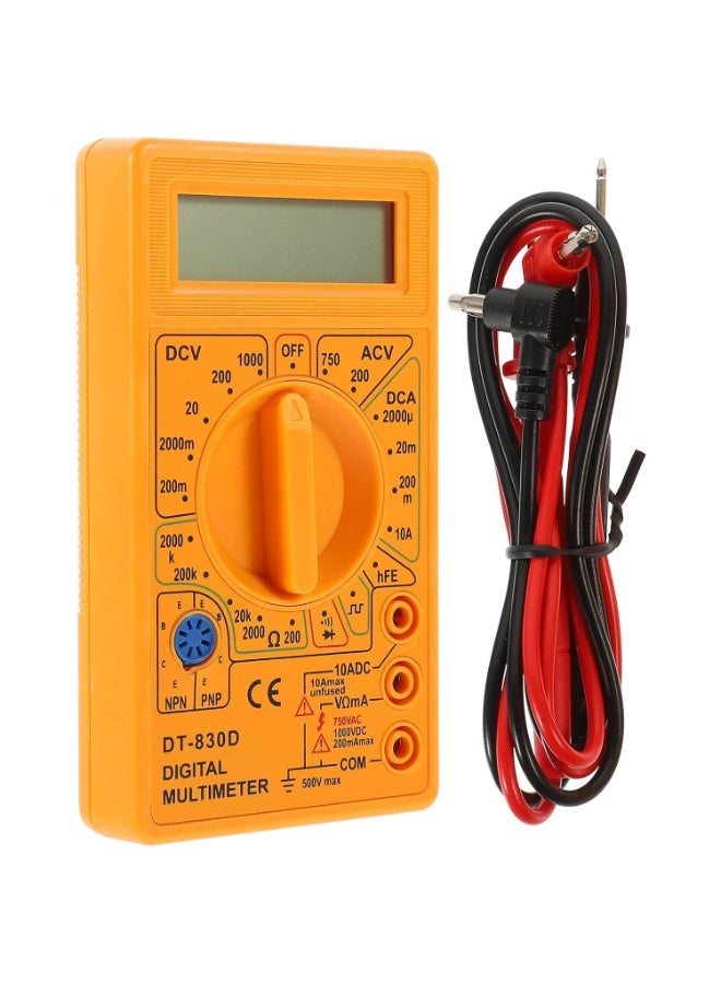 جهاز قياس رقمي صغير DT-830D مزود بجرس – لقياس الجهد والتيار والمقاومة – شاشة LCD واضحة مع اختبار الدايود والترانزستور - Image 1