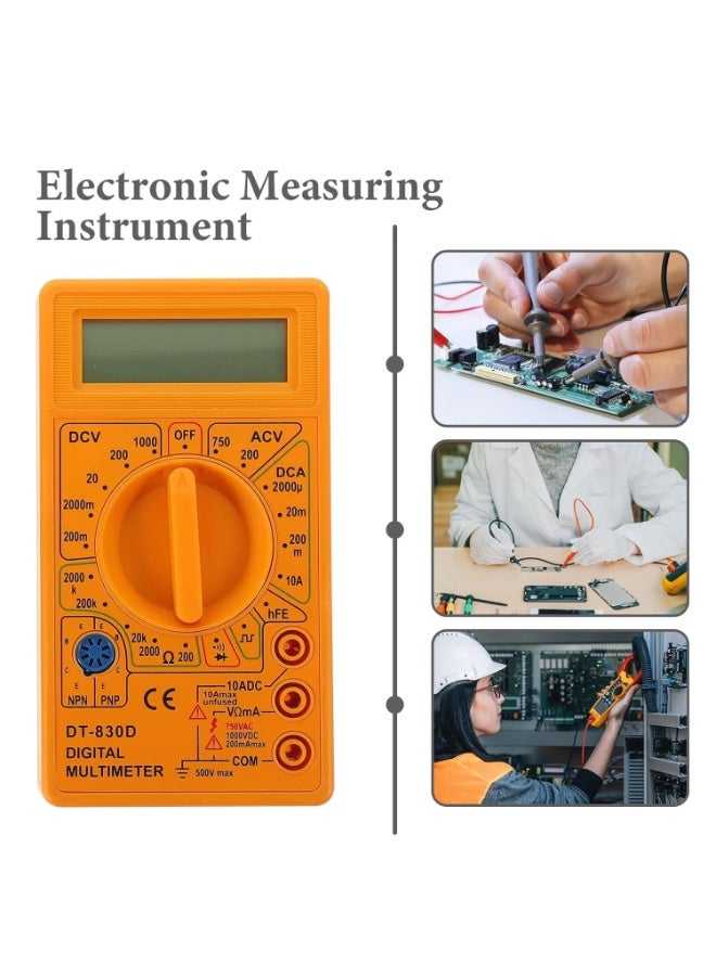 جهاز قياس رقمي صغير DT-830D مزود بجرس – لقياس الجهد والتيار والمقاومة – شاشة LCD واضحة مع اختبار الدايود والترانزستور - Image 5