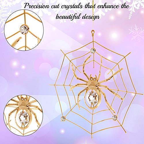 matashi 24K Gold Plated Crystal Studded Hanging Ornaments for Christmas Tree, Christmas Spider Miracle, Decor - The Tradition of Tinsel Legend Spider on Web Ornament - Image 3