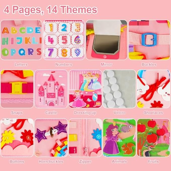 QUIET BOOK, MONTESSORI BUSY BOOK, BUSY BOARD MADE OF SOFT FELT BOOK, ACTIVITY BOARD, MOTOR SKILLS TOY FOR EARLY EDUCATION, BABY SENSORY EDUCATIONAL TOY, SENSORS, CREATIVITY, MONTESSORI TOY - Image 4